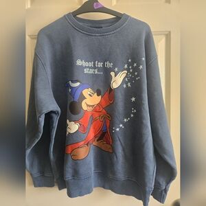 Disney Fantasia Sorcerer Mickey Primark Navy Crewneck Sweatshirt, Fit A Small
